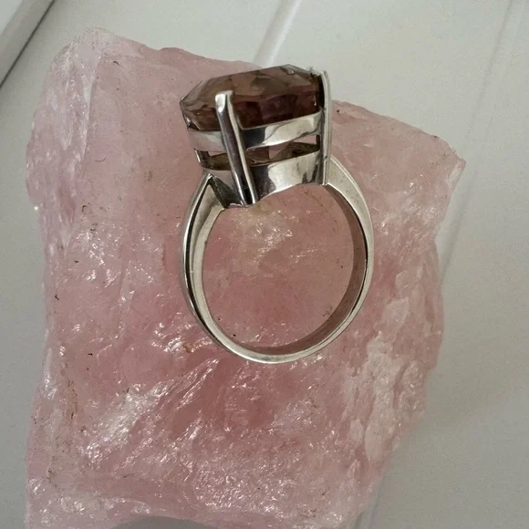 Smoky quartz sterling silver ring size 7.75 - Picture 2 of 4